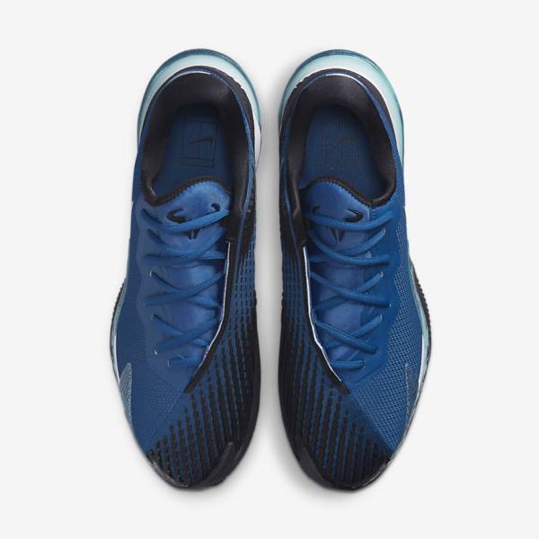 Nike NikeCourt Air Zoom Vapor Cage 4 Rafa Clay Men's Tennis Shoes Blue / Black / Metal Silver | NK849MCG