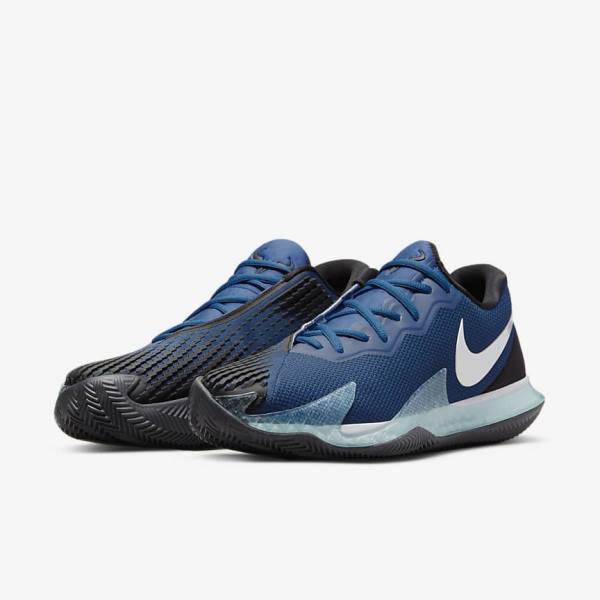 Nike NikeCourt Air Zoom Vapor Cage 4 Rafa Clay Men's Tennis Shoes Blue / Black / Metal Silver | NK849MCG