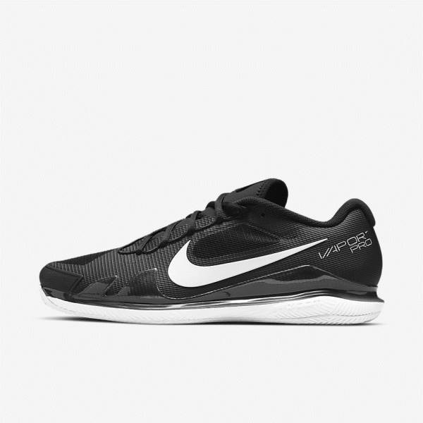 Nike NikeCourt Air Zoom Vapor Pro Clay Court Men\'s Tennis Shoes Black / White | NK529ATV