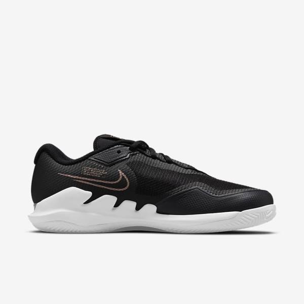 Nike NikeCourt Air Zoom Vapor Pro Clay Court Women's Tennis Shoes Black / White / Metal Red Brown | NK542BGJ