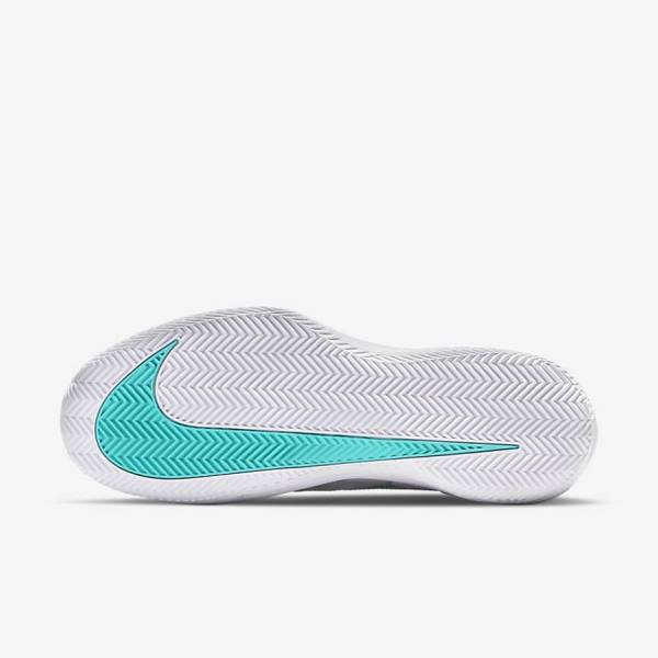 Nike NikeCourt Air Zoom Vapor Pro Clay Court Men's Tennis Shoes White / Light Beige / Royal Blue / Turquoise | NK564MKD