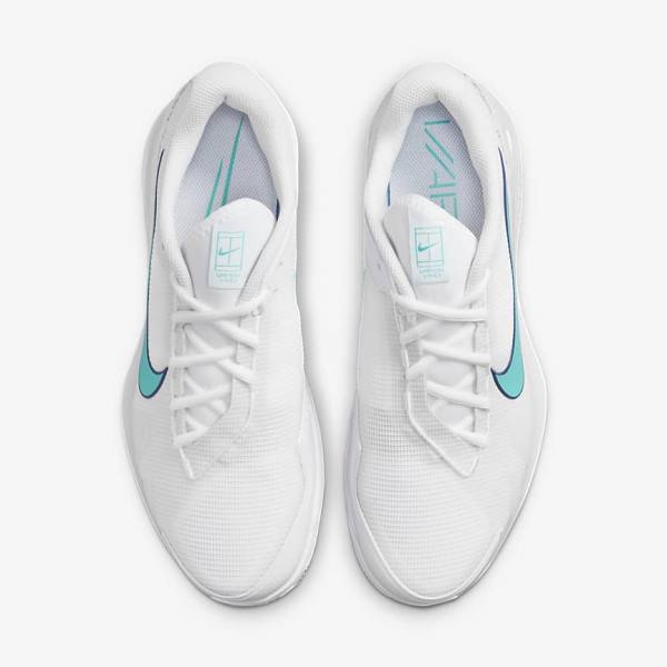 Nike NikeCourt Air Zoom Vapor Pro Clay Court Men's Tennis Shoes White / Light Beige / Royal Blue / Turquoise | NK564MKD