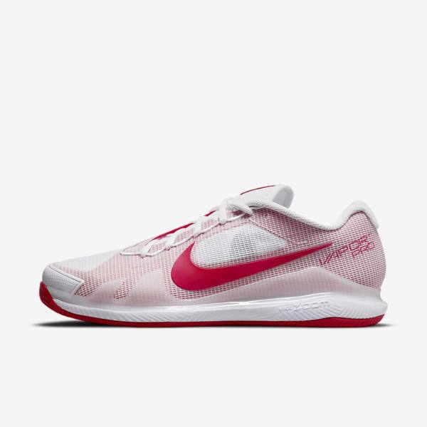 Nike NikeCourt Air Zoom Vapor Pro Clay Court Men\'s Tennis Shoes White / Red | NK763PCS