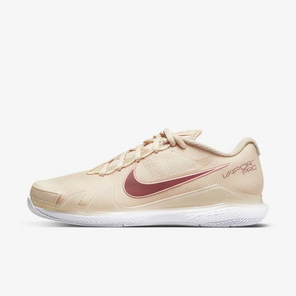 Nike NikeCourt Air Zoom Vapor Pro Hard-Court Women\'s Tennis Shoes White / Coral / Red | NK139WQP