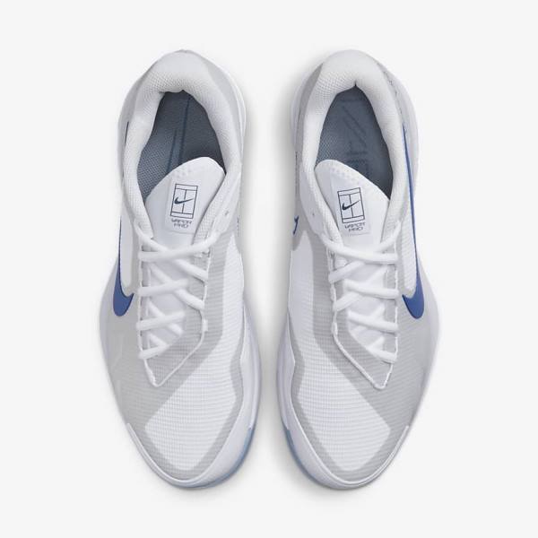 Nike NikeCourt Air Zoom Vapor Pro Hard-Court Men's Tennis Shoes White / Grey / Navy | NK301OYB