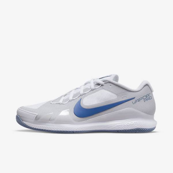 Nike NikeCourt Air Zoom Vapor Pro Hard-Court Men\'s Tennis Shoes White / Grey / Navy | NK301OYB