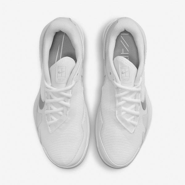 Nike NikeCourt Air Zoom Vapor Pro Hard-Court Women's Tennis Shoes White / Metal Silver | NK423OFR