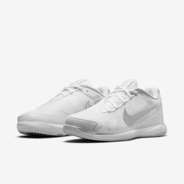 Nike NikeCourt Air Zoom Vapor Pro Hard-Court Women's Tennis Shoes White / Metal Silver | NK423OFR