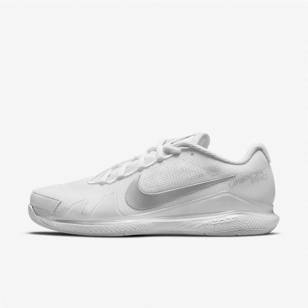 Nike NikeCourt Air Zoom Vapor Pro Hard-Court Women\'s Tennis Shoes White / Metal Silver | NK423OFR