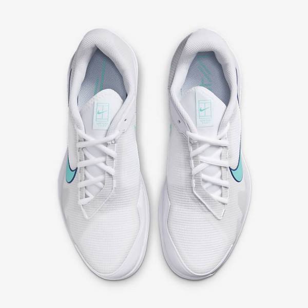 Nike NikeCourt Air Zoom Vapor Pro Hard-Court Men's Tennis Shoes White / Light Beige / Royal Blue / Turquoise | NK524TOM