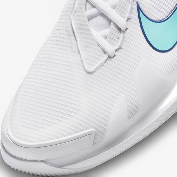 Nike NikeCourt Air Zoom Vapor Pro Hard-Court Men's Tennis Shoes White / Light Beige / Royal Blue / Turquoise | NK524TOM