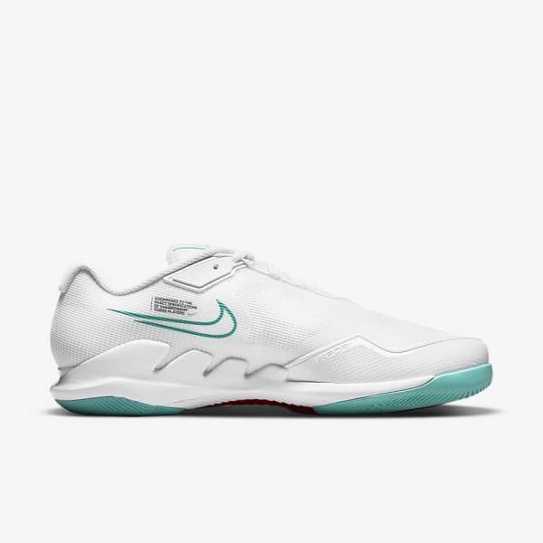 Nike NikeCourt Air Zoom Vapor Pro Hard-Court Men's Tennis Shoes White / Red / Burgundy / Turquoise | NK726ZYW