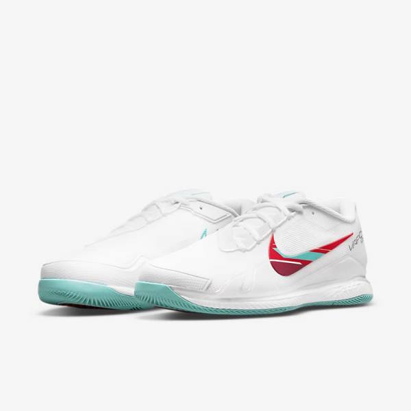 Nike NikeCourt Air Zoom Vapor Pro Hard-Court Men's Tennis Shoes White / Red / Burgundy / Turquoise | NK726ZYW