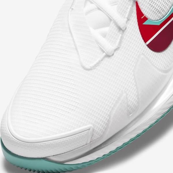 Nike NikeCourt Air Zoom Vapor Pro Hard-Court Men's Tennis Shoes White / Red / Burgundy / Turquoise | NK726ZYW