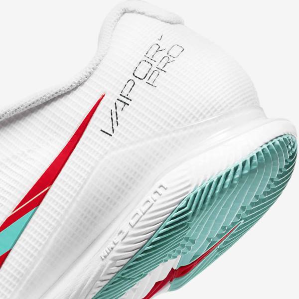 Nike NikeCourt Air Zoom Vapor Pro Hard-Court Men's Tennis Shoes White / Red / Burgundy / Turquoise | NK726ZYW