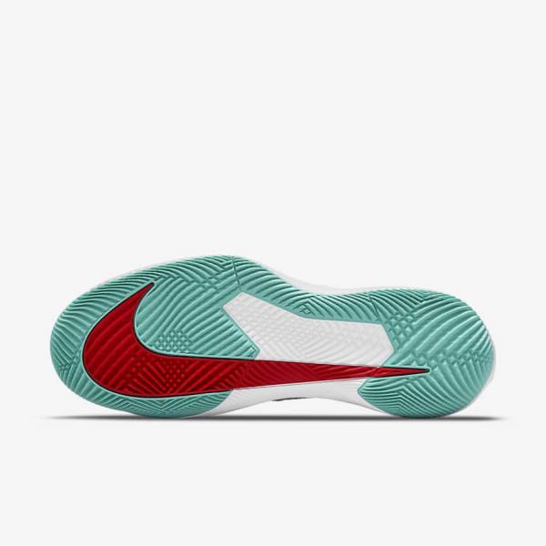 Nike NikeCourt Air Zoom Vapor Pro Hard-Court Women's Tennis Shoes White / Red / Burgundy / Turquoise | NK968YJZ