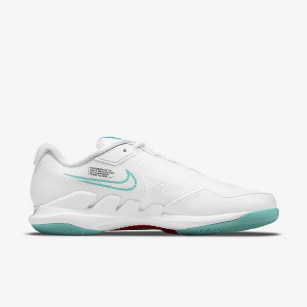 Nike NikeCourt Air Zoom Vapor Pro Hard-Court Women's Tennis Shoes White / Red / Burgundy / Turquoise | NK968YJZ