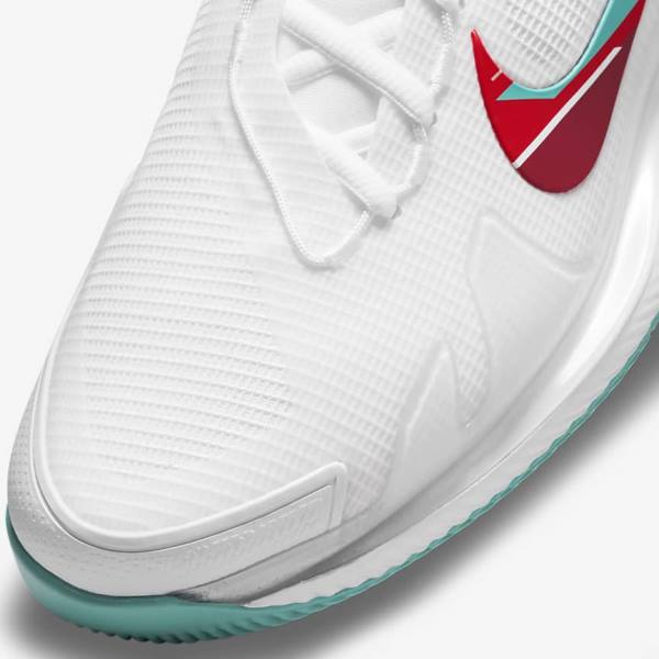 Nike NikeCourt Air Zoom Vapor Pro Hard-Court Women's Tennis Shoes White / Red / Burgundy / Turquoise | NK968YJZ