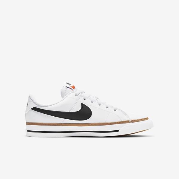 Nike NikeCourt Legacy Older Kids' Sneakers White / Light Brown / Black | NK693ZDM