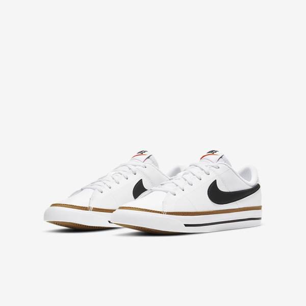 Nike NikeCourt Legacy Older Kids' Sneakers White / Light Brown / Black | NK693ZDM