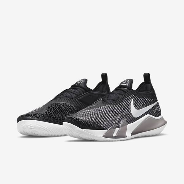 Nike NikeCourt React Vapor NXT Clay Court Men's Tennis Shoes Black / White | NK207PXW