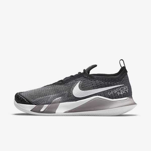 Nike NikeCourt React Vapor NXT Clay Court Men\'s Tennis Shoes Black / White | NK207PXW