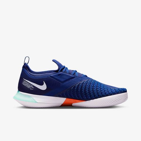 Nike NikeCourt React Vapor NXT Clay Court Men's Tennis Shoes Royal Blue / Turquoise / Orange / White | NK240CUW