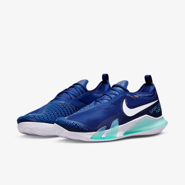 Nike NikeCourt React Vapor NXT Clay Court Men's Tennis Shoes Royal Blue / Turquoise / Orange / White | NK240CUW