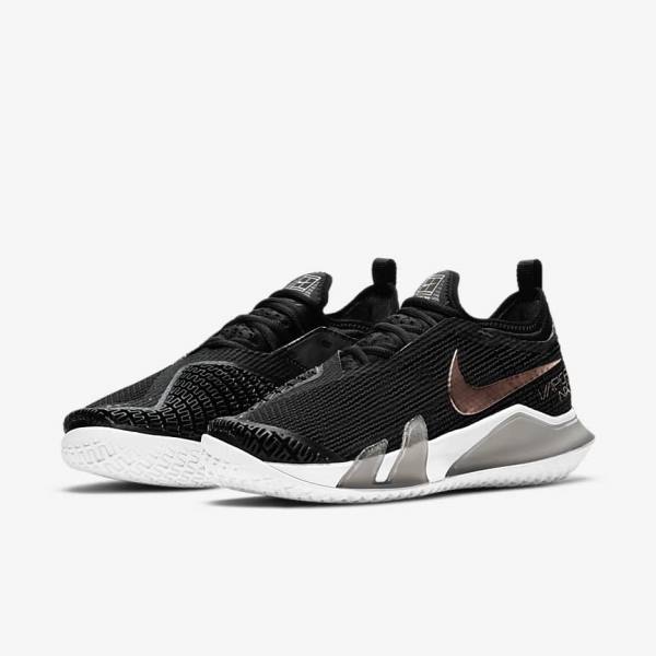 Nike NikeCourt React Vapor NXT Hard Court Women's Tennis Shoes Black / Metal Red Brown / White | NK023DPK