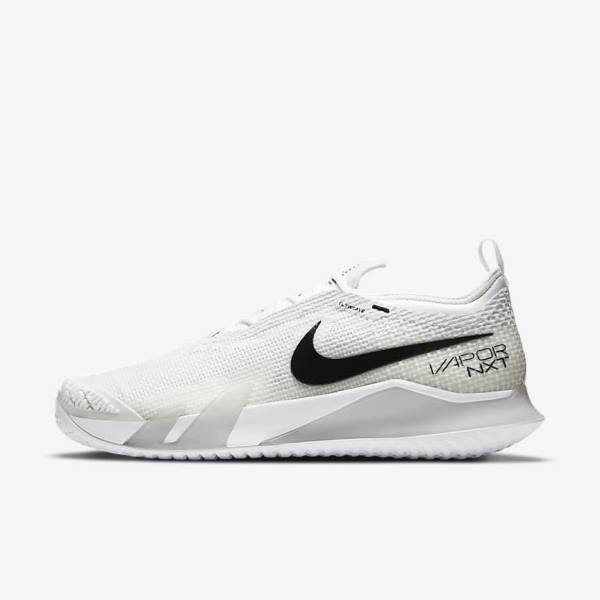 Nike NikeCourt React Vapor NXT Hard-Court Men\'s Tennis Shoes White / Grey / Black | NK489NTW