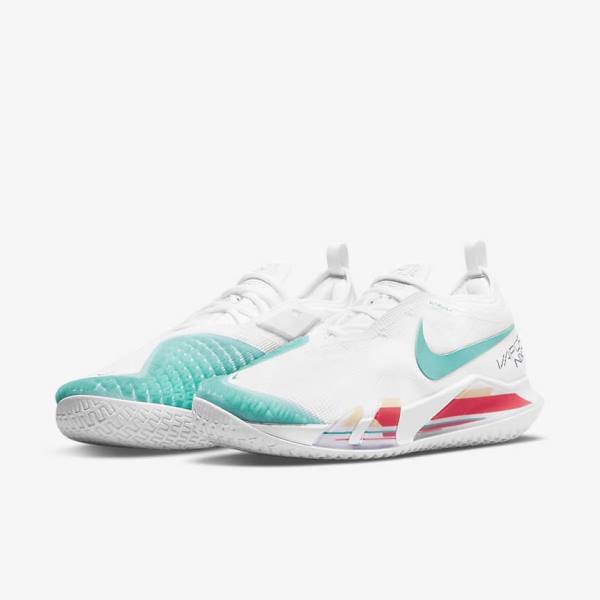 Nike NikeCourt React Vapor NXT Hard-Court Men's Tennis Shoes White / Red / Burgundy / Turquoise | NK609LGT