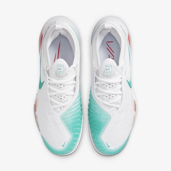 Nike NikeCourt React Vapor NXT Hard Court Women's Tennis Shoes White / Red / Burgundy / Turquoise | NK795ITR