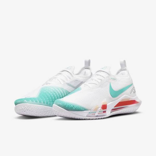 Nike NikeCourt React Vapor NXT Hard Court Women's Tennis Shoes White / Red / Burgundy / Turquoise | NK795ITR