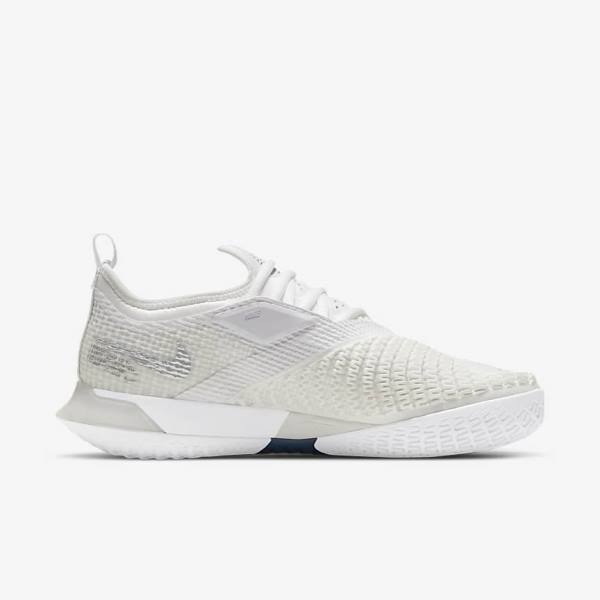 Nike NikeCourt React Vapor NXT Hard Court Women's Tennis Shoes White / Grey / Metal Silver | NK820YFV