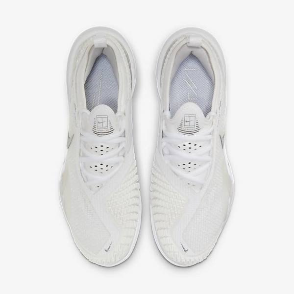 Nike NikeCourt React Vapor NXT Hard Court Women's Tennis Shoes White / Grey / Metal Silver | NK820YFV