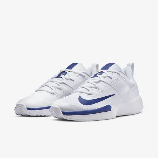 Nike NikeCourt Vapor Lite Clay Court Men's Tennis Shoes White / Royal Blue | NK901QBA