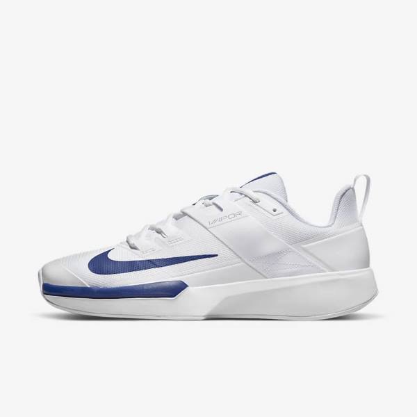 Nike NikeCourt Vapor Lite Clay Court Men\'s Tennis Shoes White / Royal Blue | NK901QBA