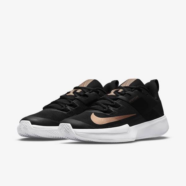 Nike NikeCourt Vapor Lite Clay-Court Women's Tennis Shoes Black / White / Metal Red Brown | NK127STU