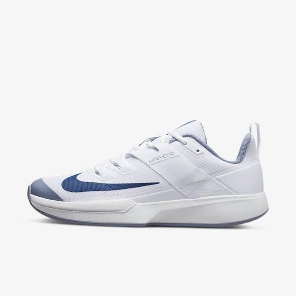 Nike NikeCourt Vapor Lite Hard Court Men\'s Tennis Shoes White / Navy | NK672HWY