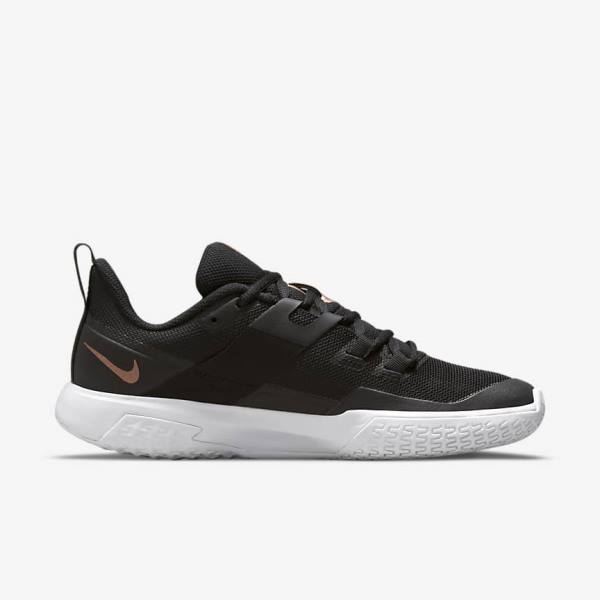 Nike NikeCourt Vapor Lite Hard-Court Women's Tennis Shoes Black / White / Metal Red Brown | NK584IPR