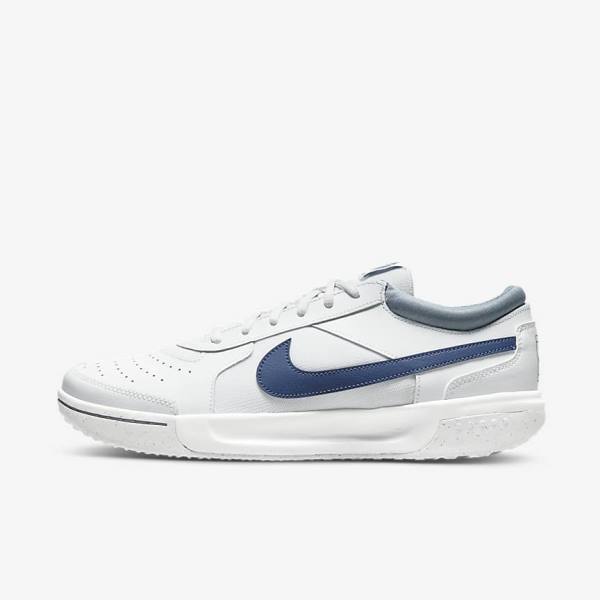 Nike NikeCourt Zoom Lite 3 Hard Court Men\'s Tennis Shoes White / Navy | NK053VWU