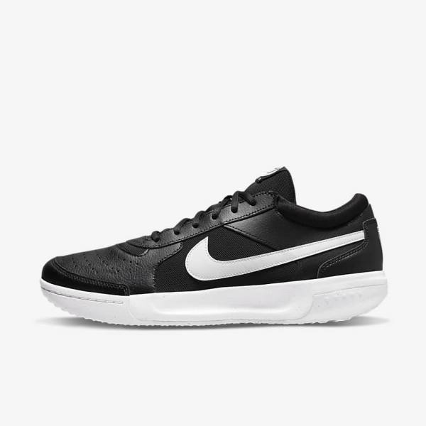 Nike NikeCourt Zoom Lite 3 Hard Court Men\'s Tennis Shoes Black / White | NK416BKU