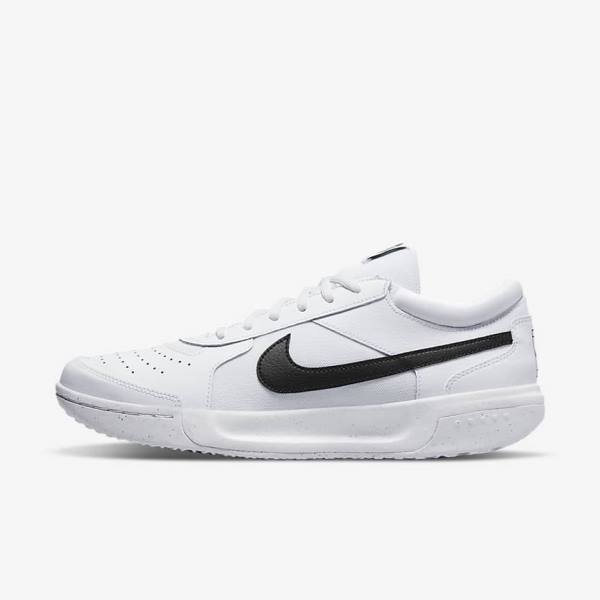 Nike NikeCourt Zoom Lite 3 Hard Court Men\'s Tennis Shoes White / Black | NK863UQW