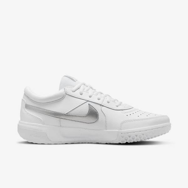 Nike NikeCourt Zoom Lite 3 Women's Tennis Shoes White / Metal Silver | NK582DJR