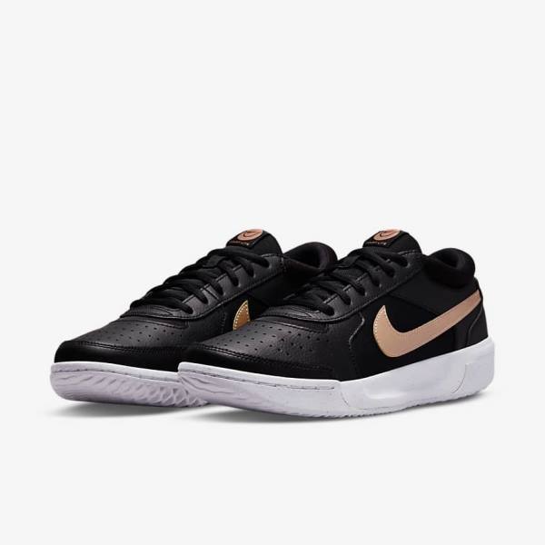 Nike NikeCourt Zoom Lite 3 Women's Tennis Shoes Black / White / Metal Red Brown | NK691UYB