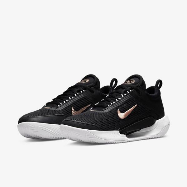 Nike NikeCourt Zoom NXT Clay Court Women's Tennis Shoes Black / White / Dark Grey / Metal Red Brown | NK054VJW