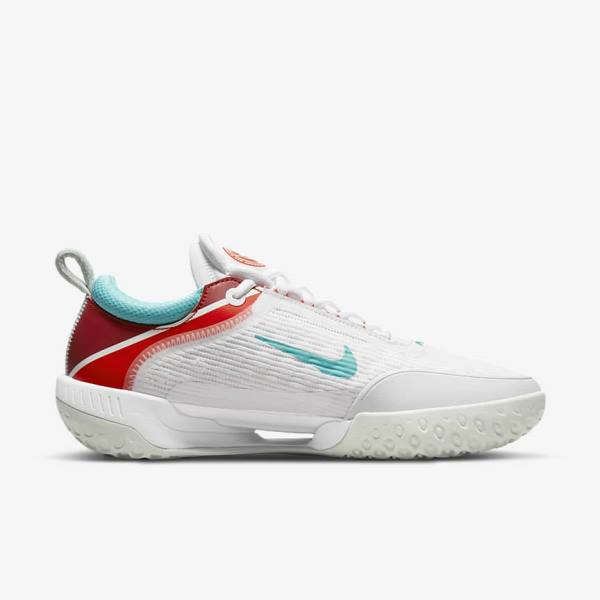 Nike NikeCourt Zoom NXT Hard Court Men's Tennis Shoes White / Light Silver / Red / Turquoise | NK362FHI