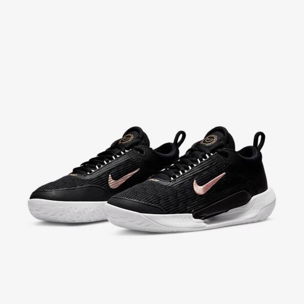 Nike NikeCourt Zoom NXT Hard Court Women's Tennis Shoes Black / White / Metal Red Brown | NK104LOH