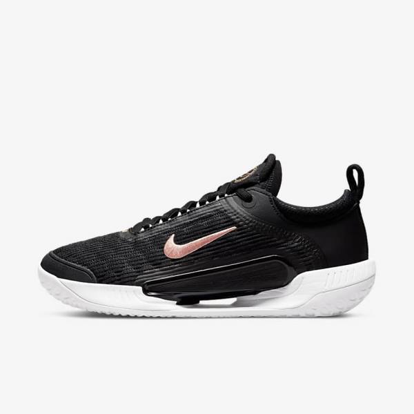 Nike NikeCourt Zoom NXT Hard Court Women\'s Tennis Shoes Black / White / Metal Red Brown | NK104LOH