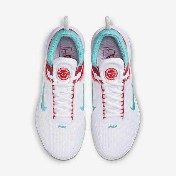 Nike NikeCourt Zoom NXT Hard Court Women's Tennis Shoes White / Light Silver / Red / Turquoise | NK147JWC